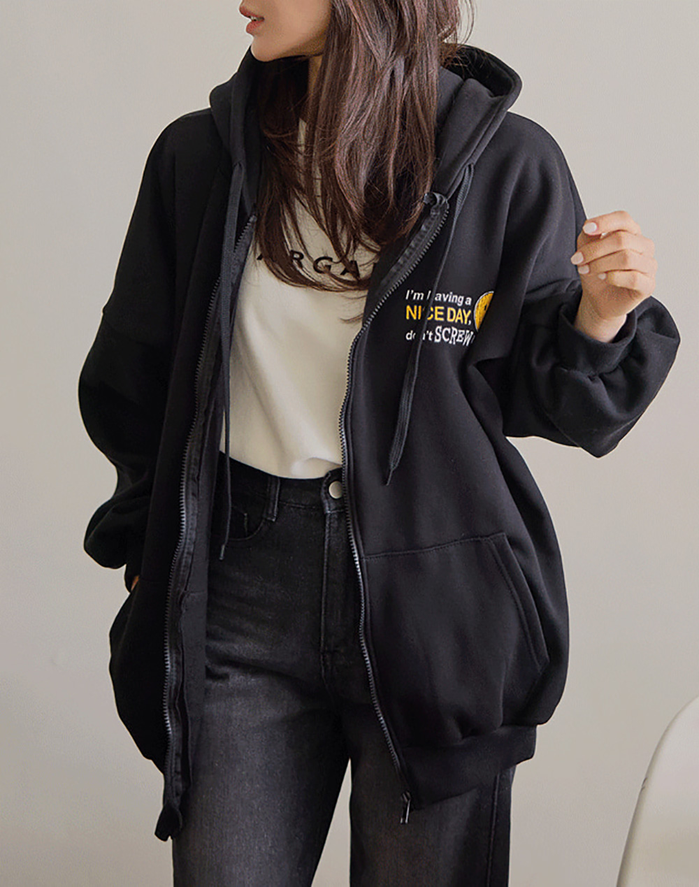 印花內刷毛連帽外套,KOREA,348278,印花內刷毛連帽外套,領500,999免運