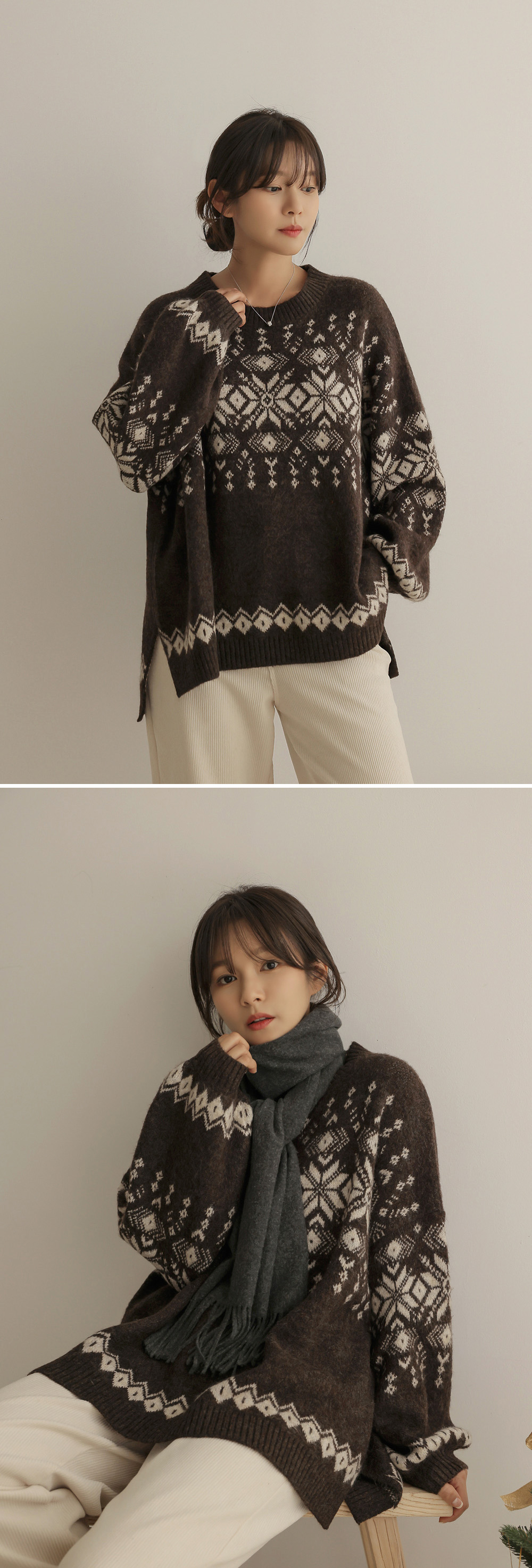 北歐風側開衩針織上衣,KOREA,348314,北歐風側開衩針織上衣,領500,999免運