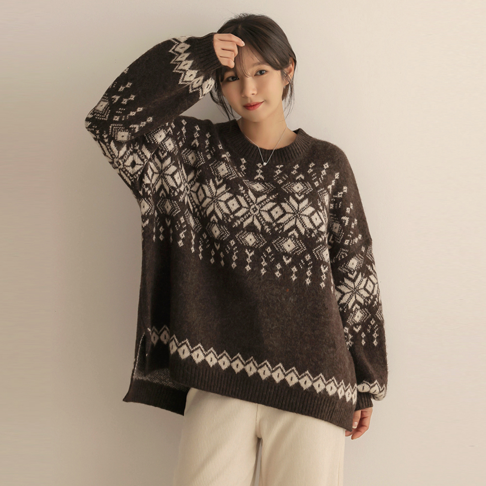 北歐風側開衩針織上衣