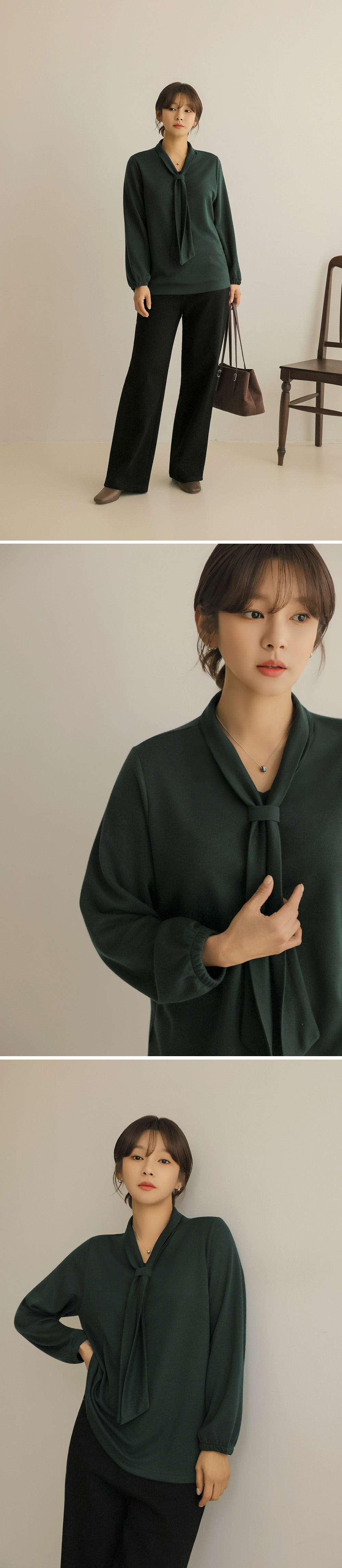 經典V領領帶針織上衣,KOREA,348318,經典V領領帶針織上衣,領500,999免運