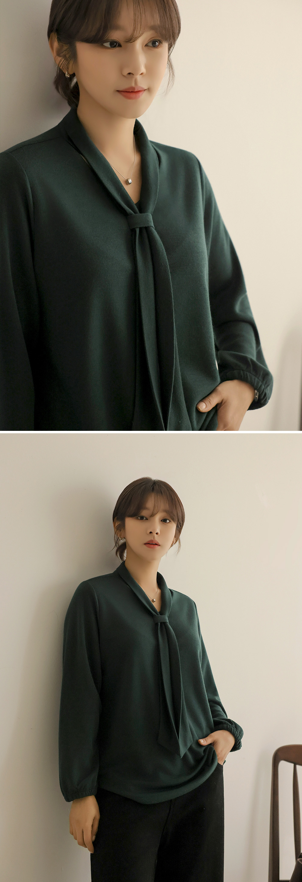 經典V領領帶針織上衣,KOREA,348318,經典V領領帶針織上衣,領500,999免運