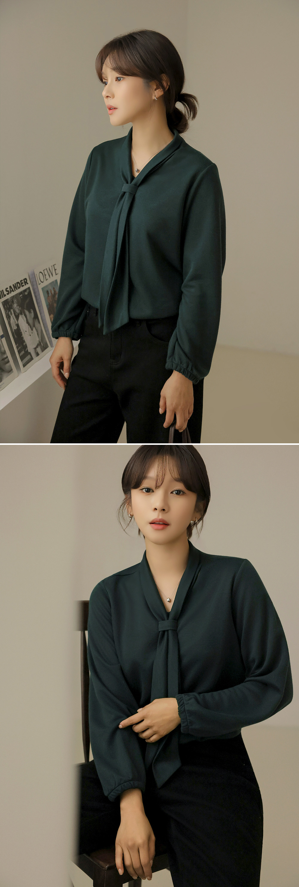 經典V領領帶針織上衣,KOREA,348318,經典V領領帶針織上衣,領500,999免運