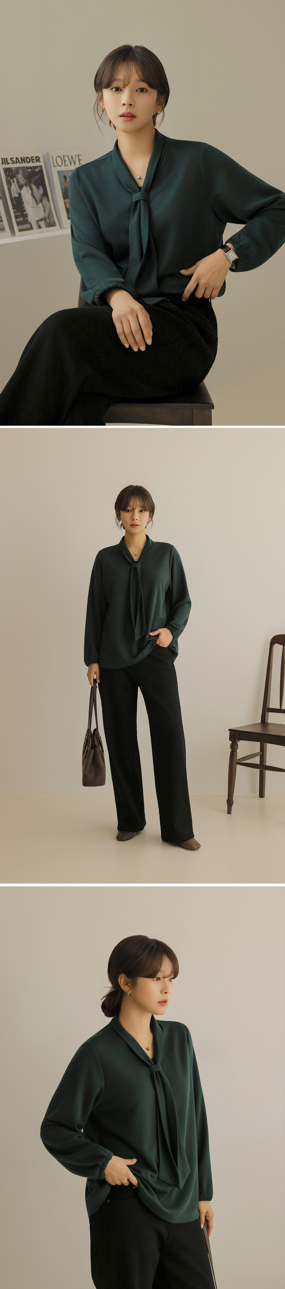 經典V領領帶針織上衣,KOREA,348318,經典V領領帶針織上衣,領500,999免運