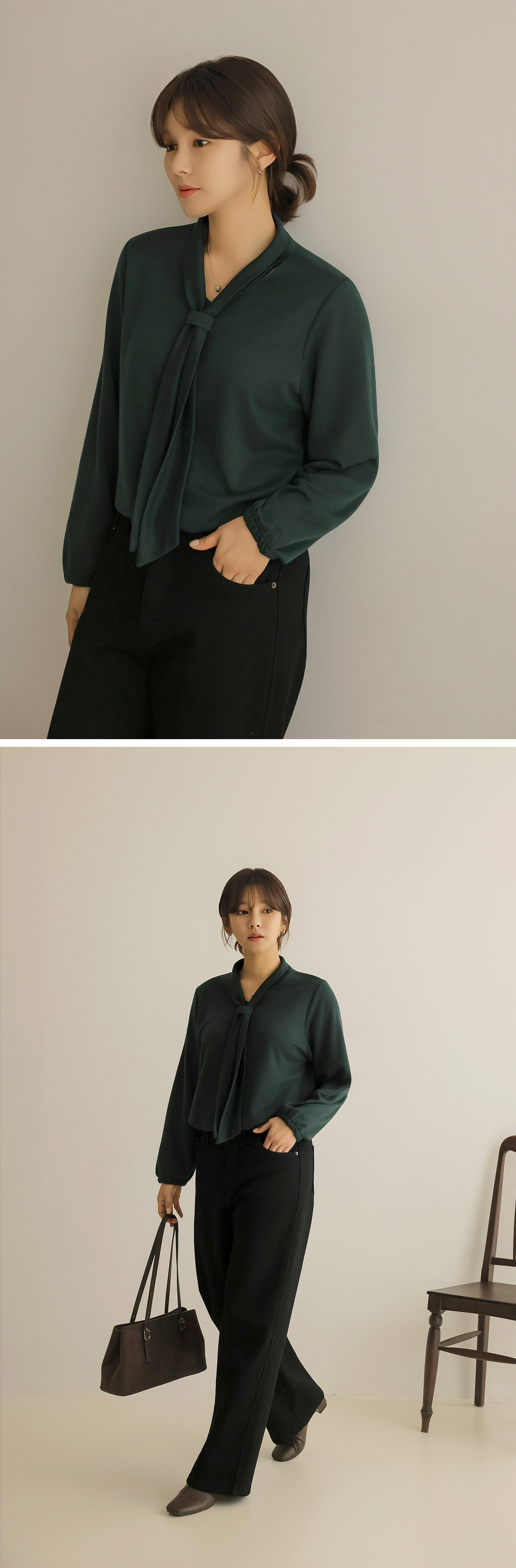 經典V領領帶針織上衣,KOREA,348318,經典V領領帶針織上衣,領500,999免運