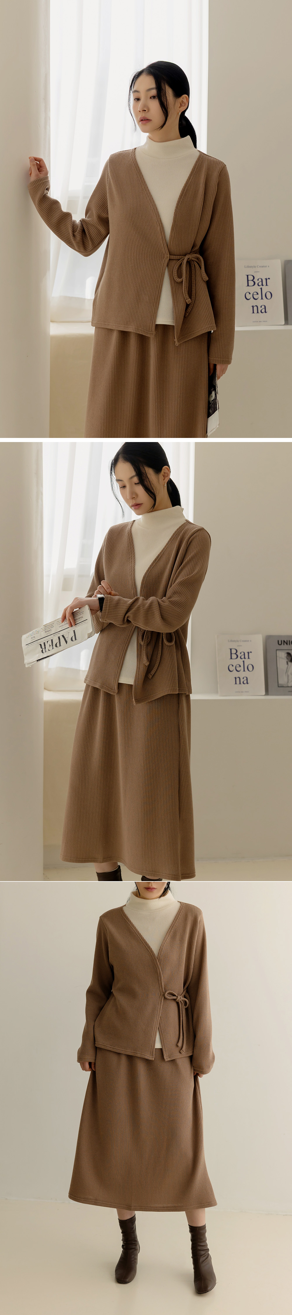 假兩件上衣長裙套裝,KOREA,348329,假兩件上衣長裙套裝,領500,999免運