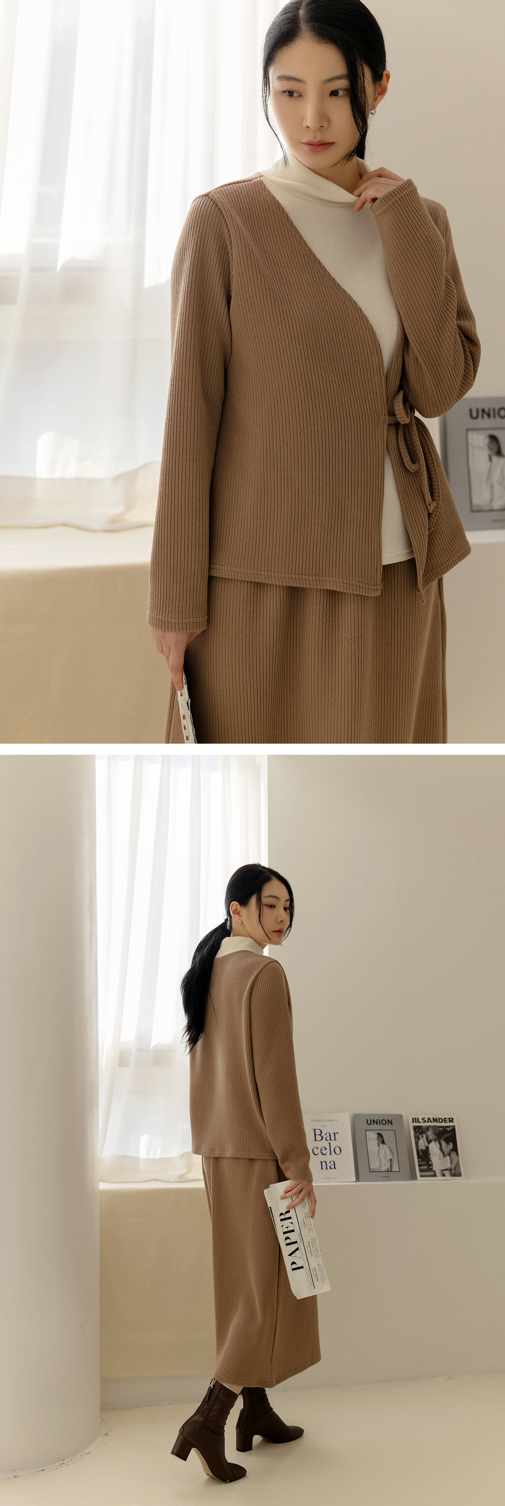 假兩件上衣長裙套裝,KOREA,348329,假兩件上衣長裙套裝,領500,999免運