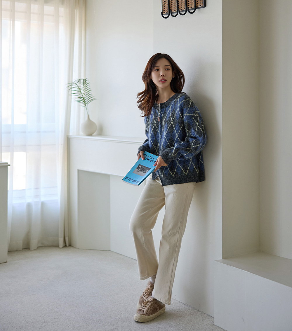 菱格紋雙拉鍊針織外套,KOREA,348370,菱格紋雙拉鍊針織外套,領500,999免運