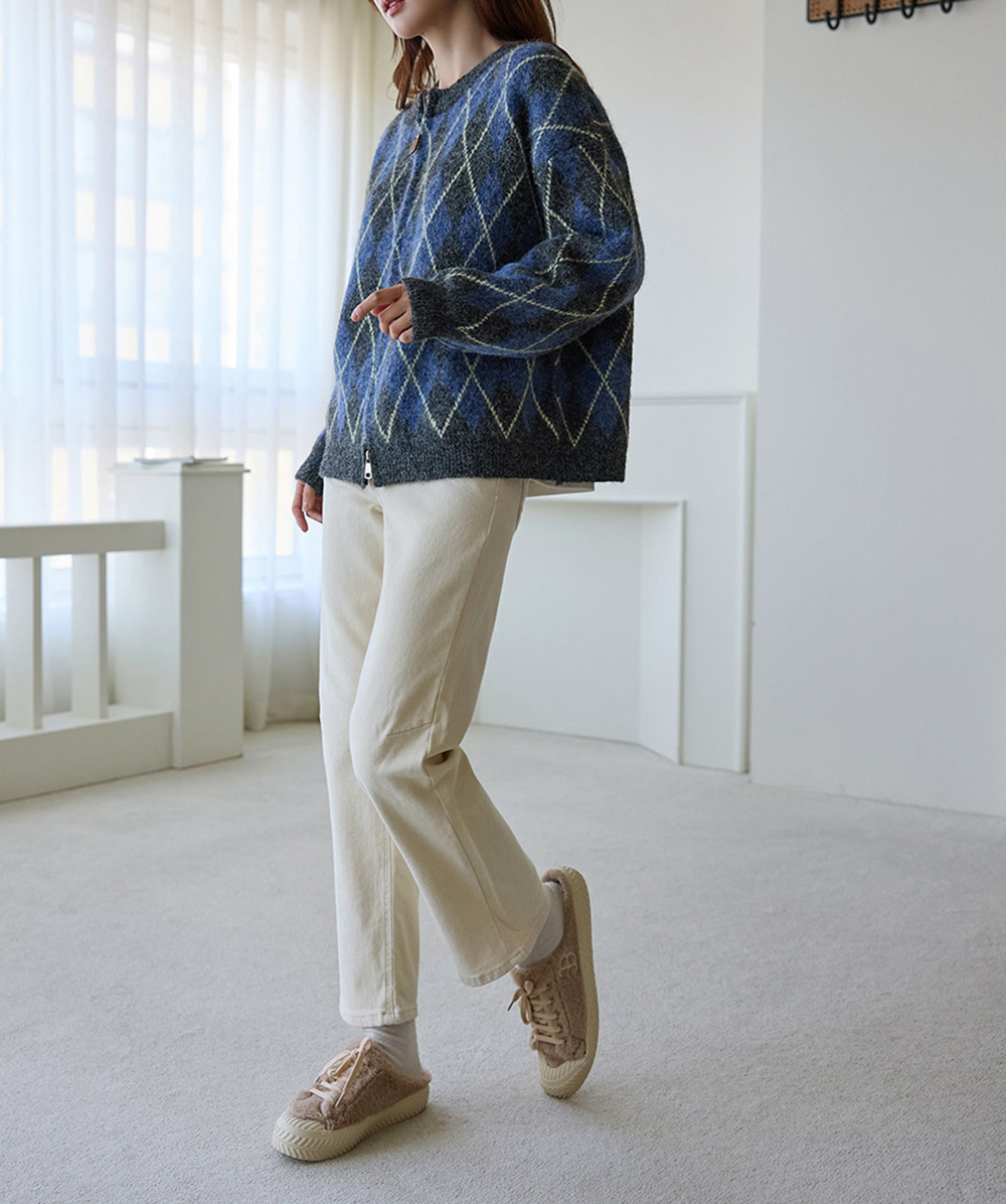 菱格紋雙拉鍊針織外套,KOREA,348370,菱格紋雙拉鍊針織外套,領500,999免運