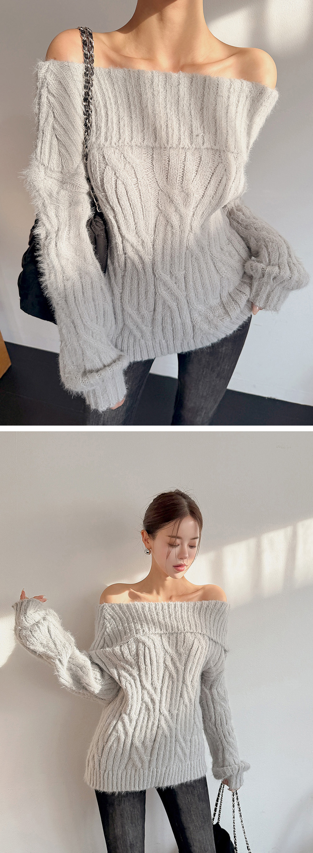 一字領麻花針織上衣,KOREA,348428,一字領麻花針織上衣,領500,999免運