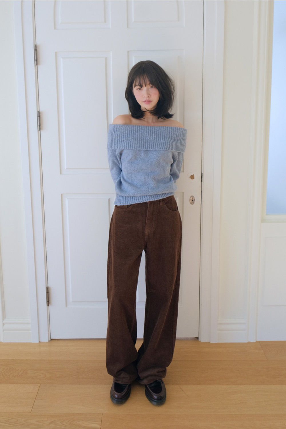 露肩一字領針織上衣,KOREA,347804,露肩一字領針織上衣,999免運,領500