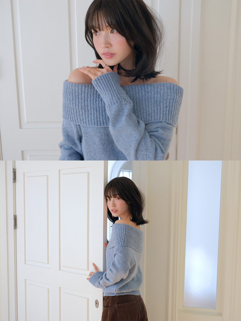 露肩一字領針織上衣,KOREA,347804,露肩一字領針織上衣,999免運,領500