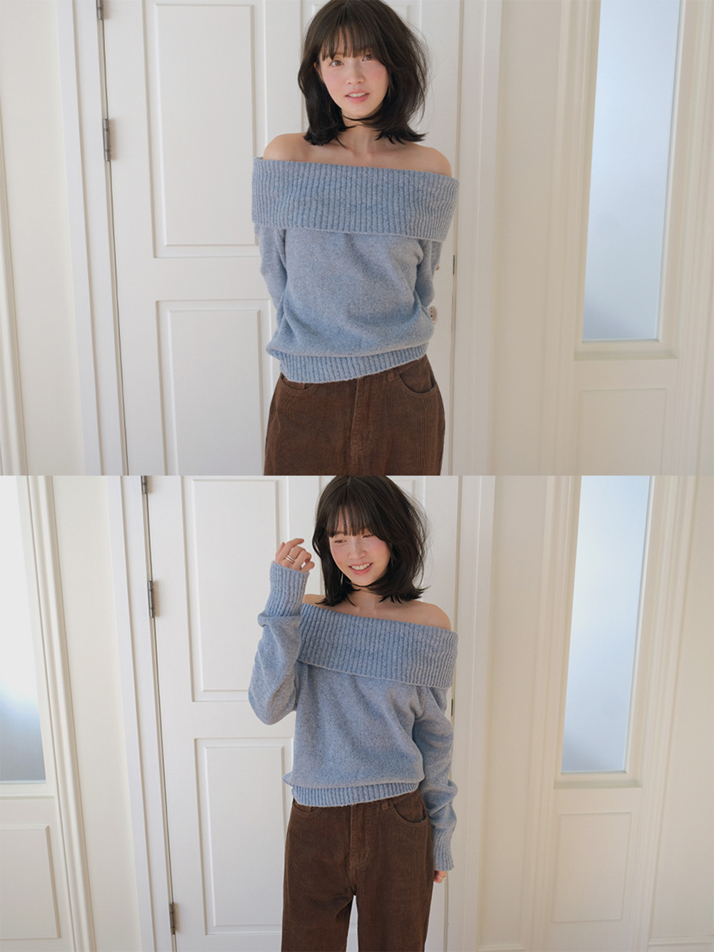 露肩一字領針織上衣,KOREA,347804,露肩一字領針織上衣,999免運,領500