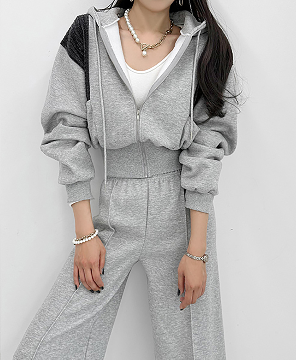 撞色連帽外套長褲套裝,KOREA,349762,撞色連帽外套長褲套裝,領500,999免運