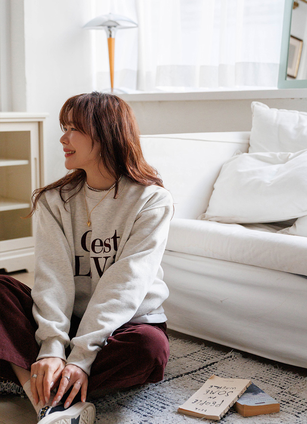 簡約字母內刷毛上衣,KOREA,350015,簡約字母內刷毛上衣,領500,999免運