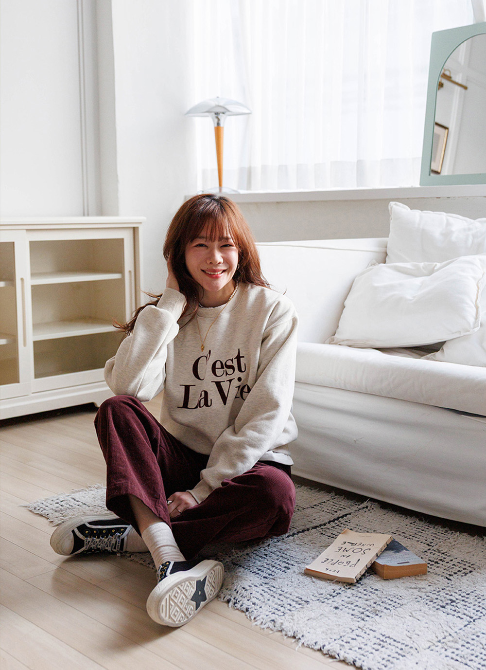 簡約字母內刷毛上衣,KOREA,350015,簡約字母內刷毛上衣,領500,999免運