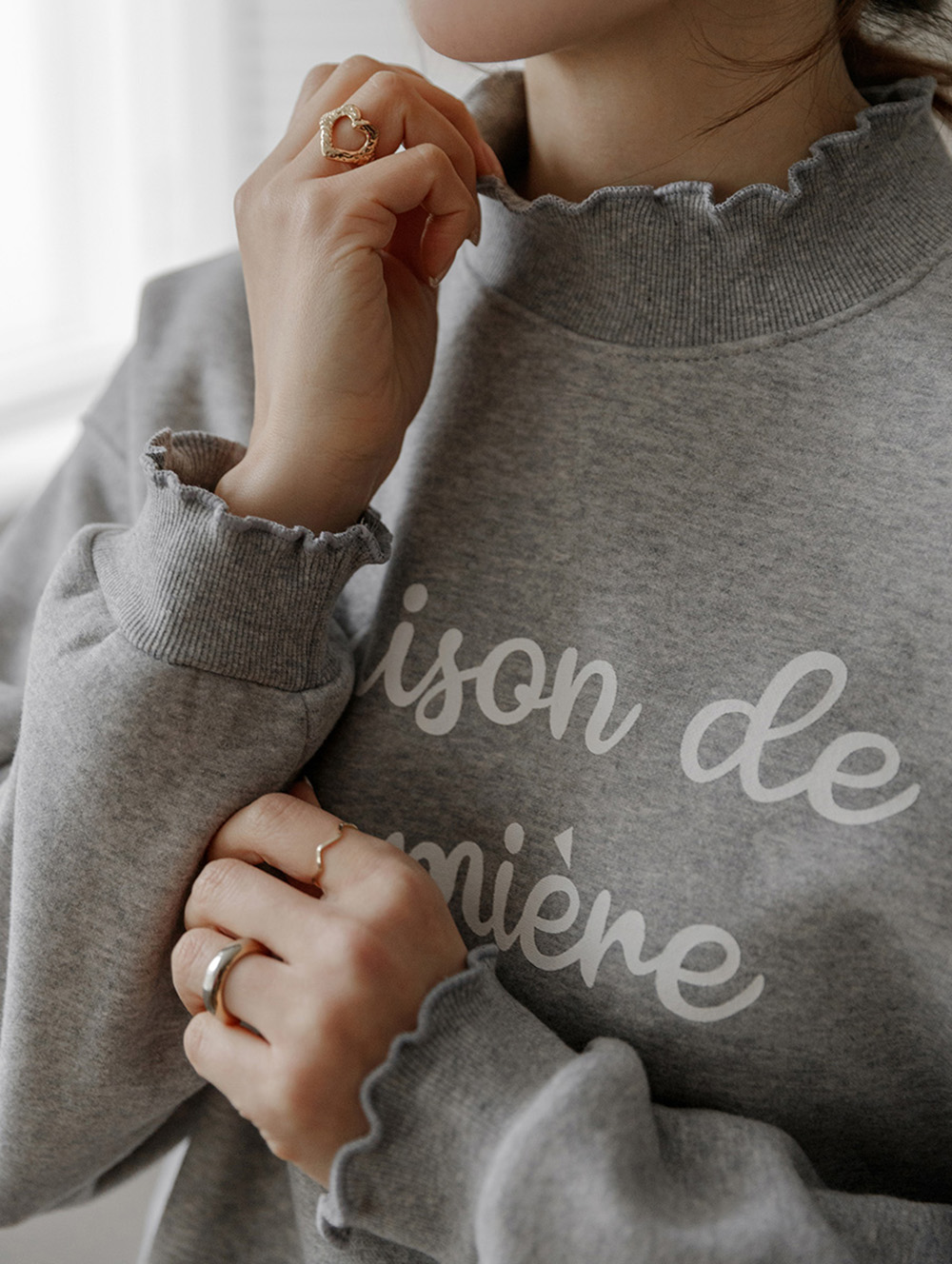 字母印花內刷毛上衣,KOREA,350022,字母印花內刷毛上衣,領500,999免運