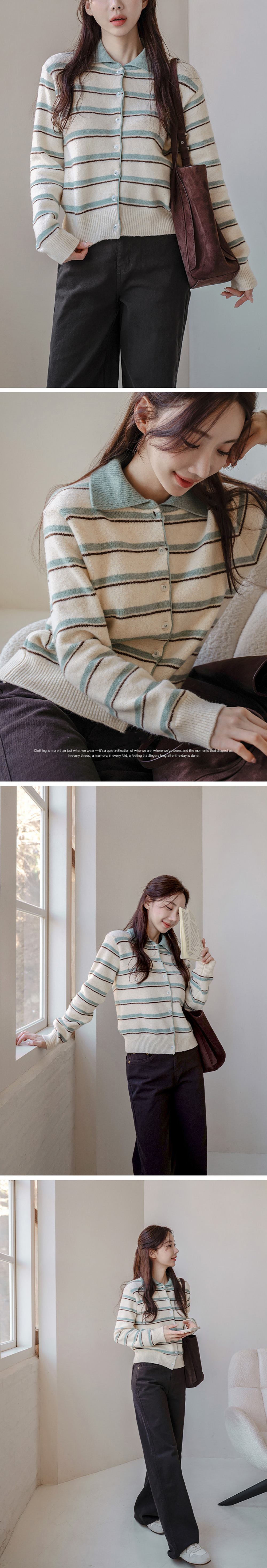 撞色條紋翻領針織外套,KOREA,350076,撞色條紋翻領針織外套,領500,999免運