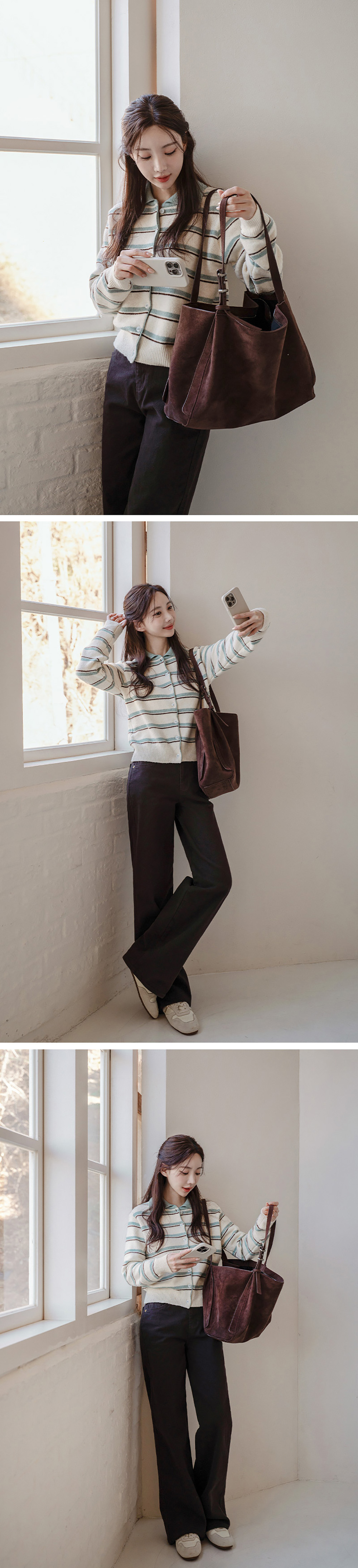 撞色條紋翻領針織外套,KOREA,350076,撞色條紋翻領針織外套,領500,999免運