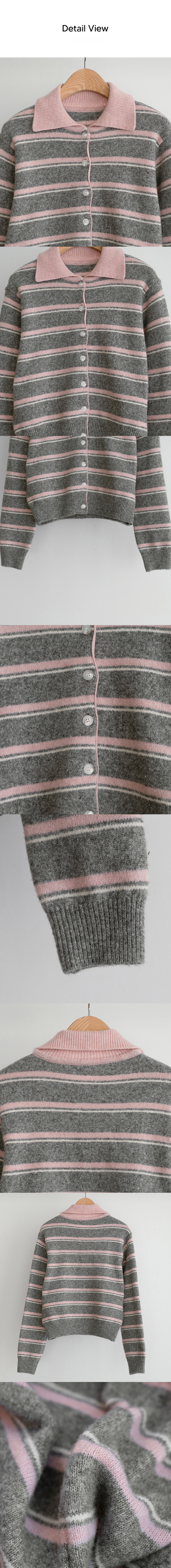 撞色條紋翻領針織外套,KOREA,350076,撞色條紋翻領針織外套,領500,999免運