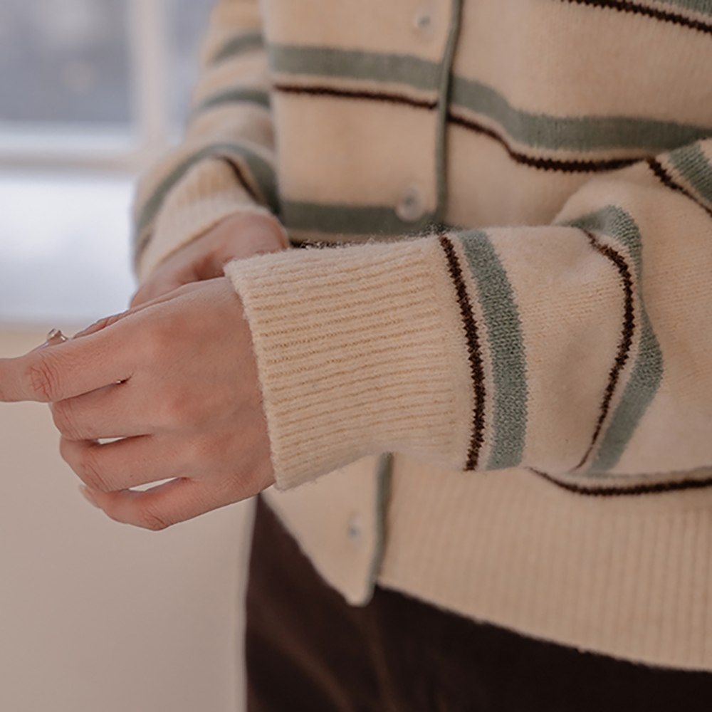 撞色條紋翻領針織外套,KOREA,350076,撞色條紋翻領針織外套,領500,999免運