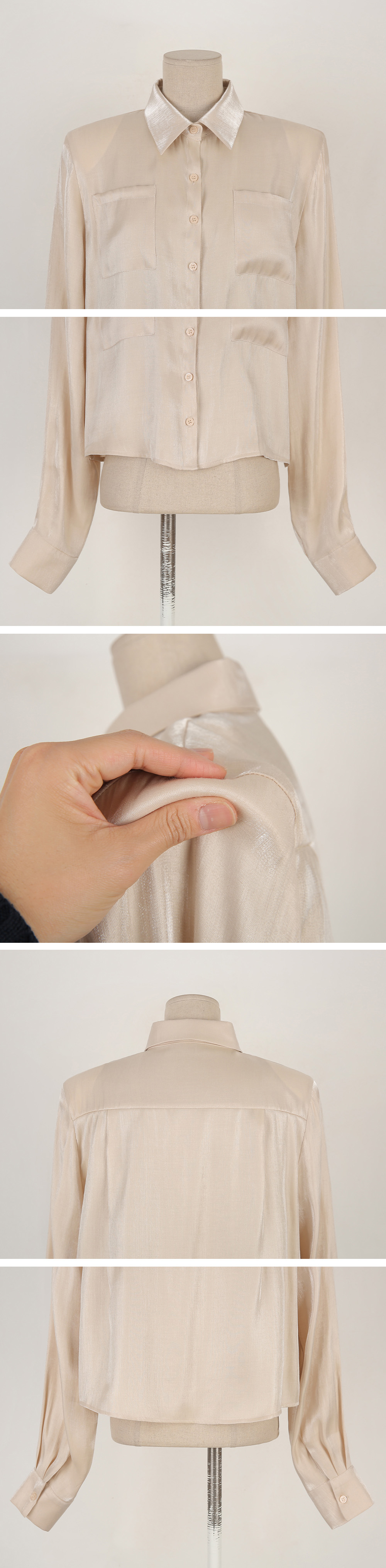 奢華光澤感短版襯衫,KOREA,350241,奢華光澤感短版襯衫,領500,999免運