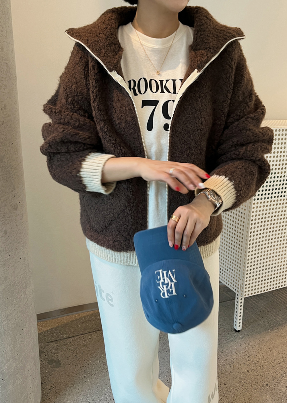 雙向拉鍊設計拼色外套,KOREA,350253,雙向拉鍊設計拼色外套,領500,999免運