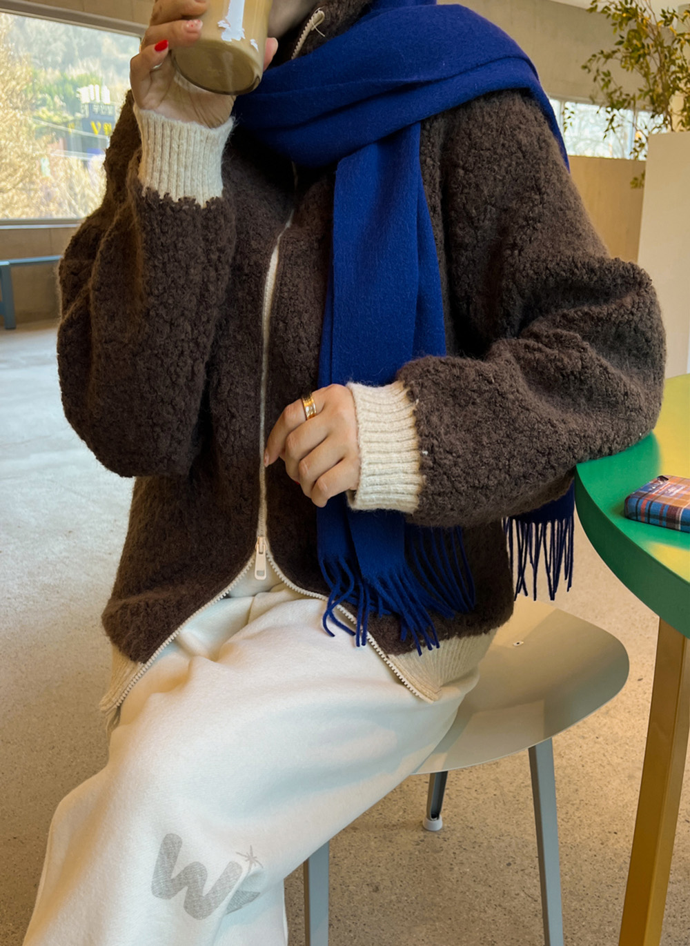 雙向拉鍊設計拼色外套,KOREA,350253,雙向拉鍊設計拼色外套,領500,999免運