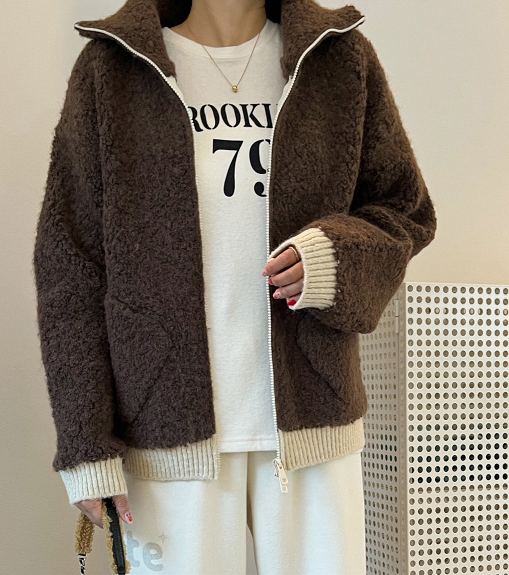 雙向拉鍊設計拼色外套,KOREA,350253,雙向拉鍊設計拼色外套,領500,999免運