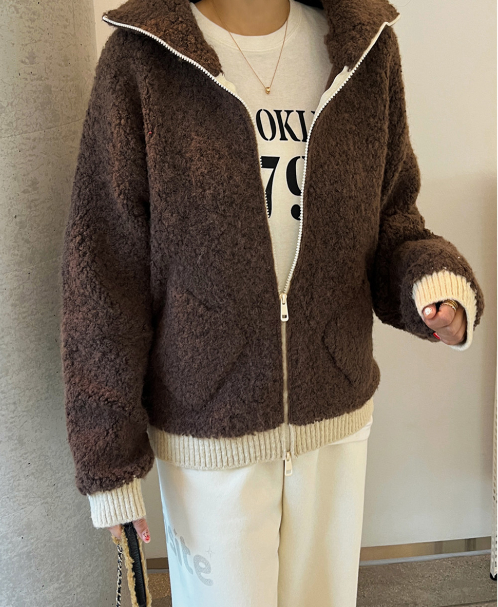 雙向拉鍊設計拼色外套,KOREA,350253,雙向拉鍊設計拼色外套,領500,999免運