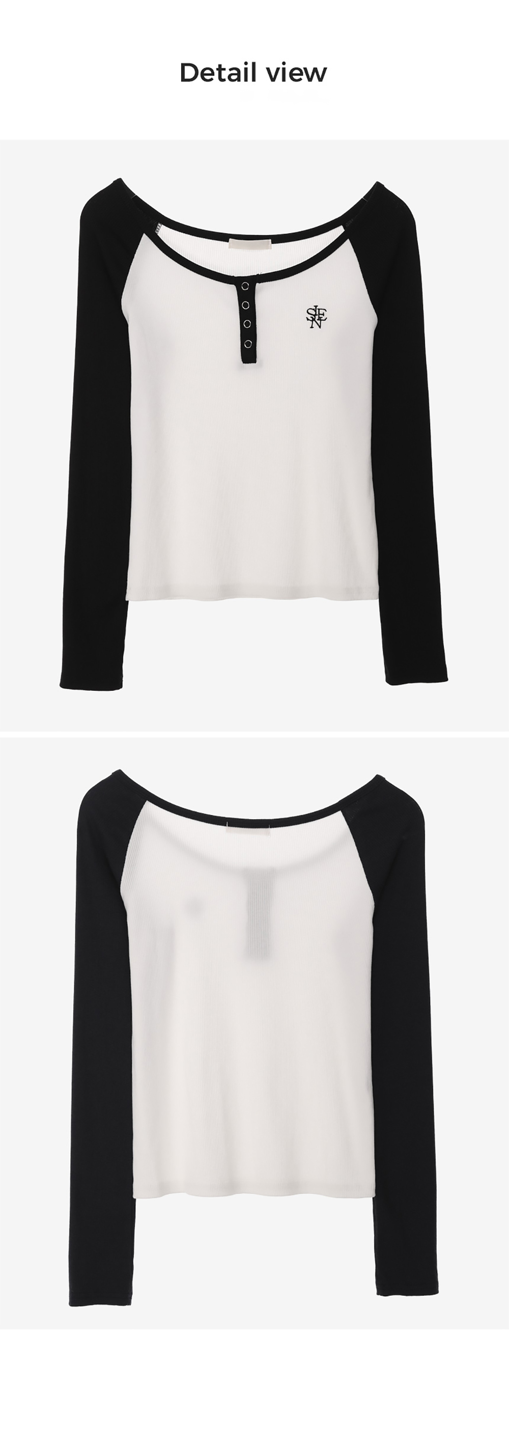 英字刺繡圓領撞色上衣,KOREA,351081,英字刺繡圓領撞色上衣,領500,999免運