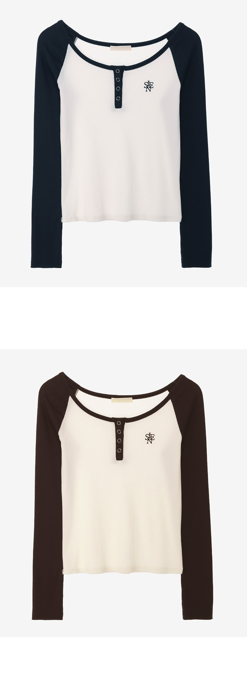 英字刺繡圓領撞色上衣,KOREA,351081,英字刺繡圓領撞色上衣,領500,999免運