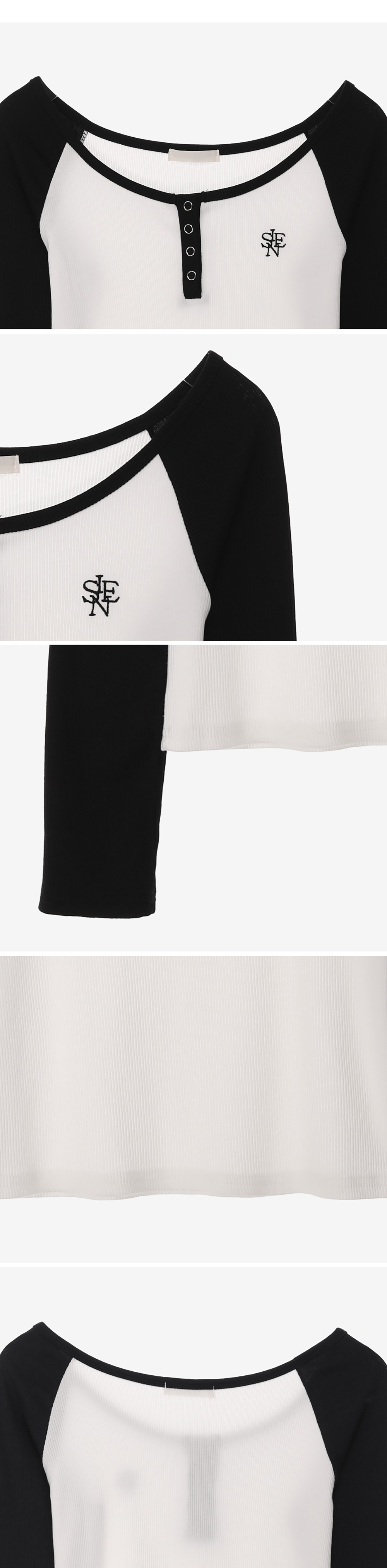 英字刺繡圓領撞色上衣,KOREA,351081,英字刺繡圓領撞色上衣,領500,999免運