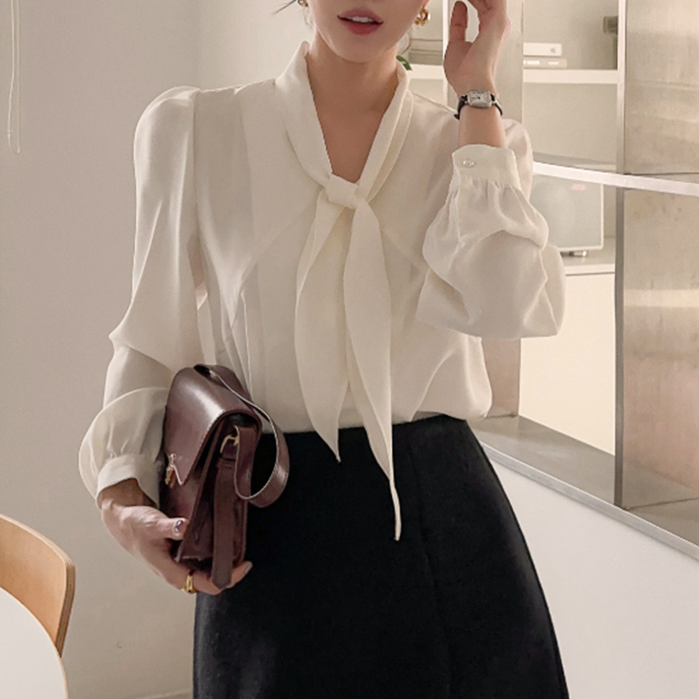 氣質蝴蝶結綁帶襯衫