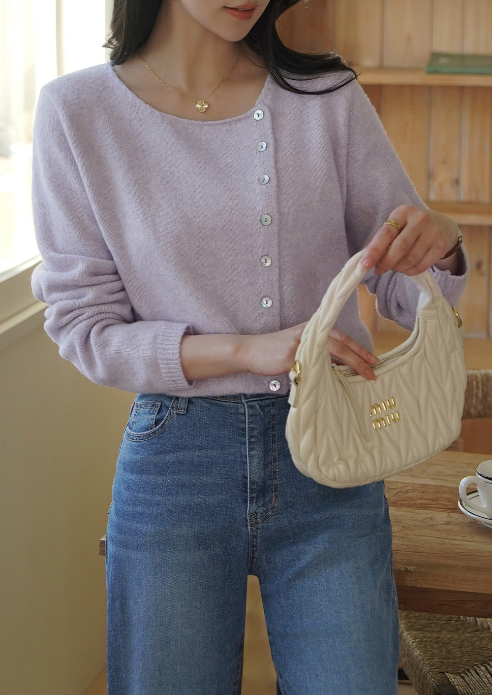 斜釦設計圓領針織上衣,KOREA,351199,斜釦設計圓領針織上衣,領500,999免運