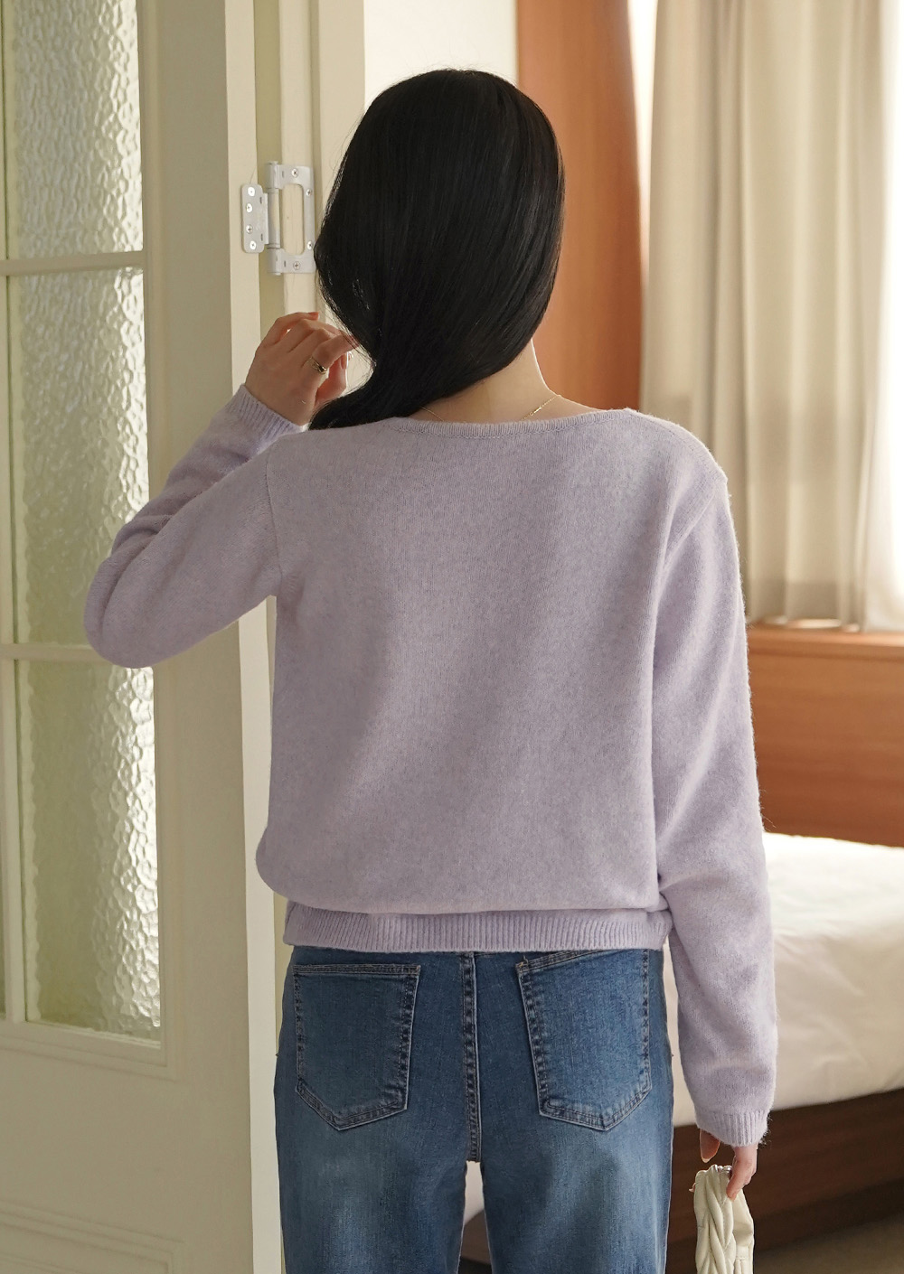 斜釦設計圓領針織上衣,KOREA,351199,斜釦設計圓領針織上衣,領500,999免運