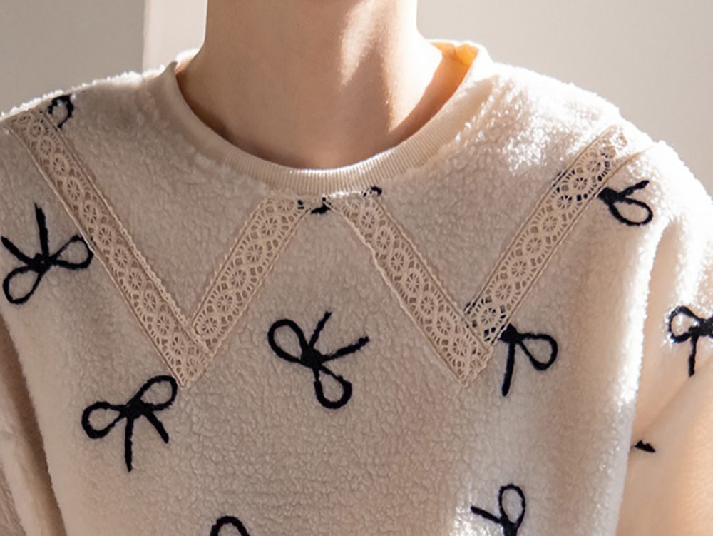 柔軟絨面蝴蝶結上衣,KOREA,349982,柔軟絨面蝴蝶結上衣,領500,999免運