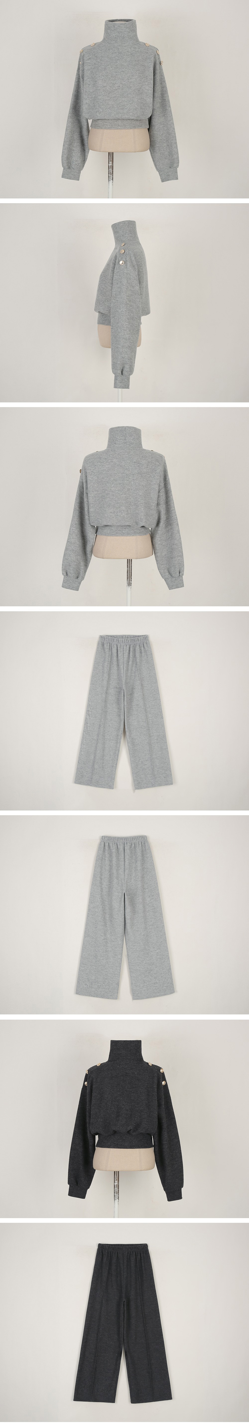 釦飾高領針織長褲套裝,KOREA,350064,釦飾高領針織長褲套裝,周新品優惠,NEWARRIVAL