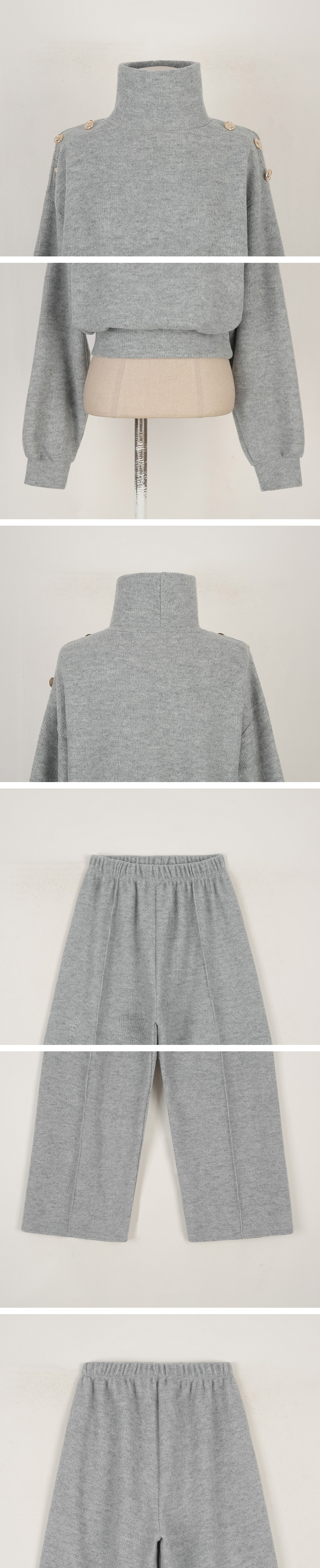 釦飾高領針織長褲套裝,KOREA,350064,釦飾高領針織長褲套裝,周新品優惠,NEWARRIVAL