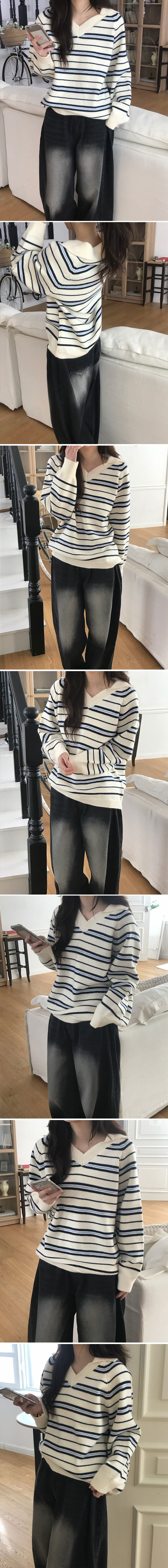 小翻領條紋針織上衣,KOREA,350350,小翻領條紋針織上衣,周新品優惠,NEWARRIVAL