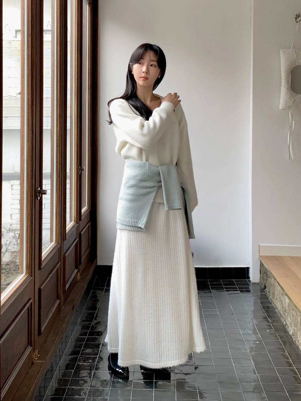 鬆緊腰立體織紋長裙,KOREA,350363,鬆緊腰立體織紋長裙,周新品優惠,NEWARRIVAL