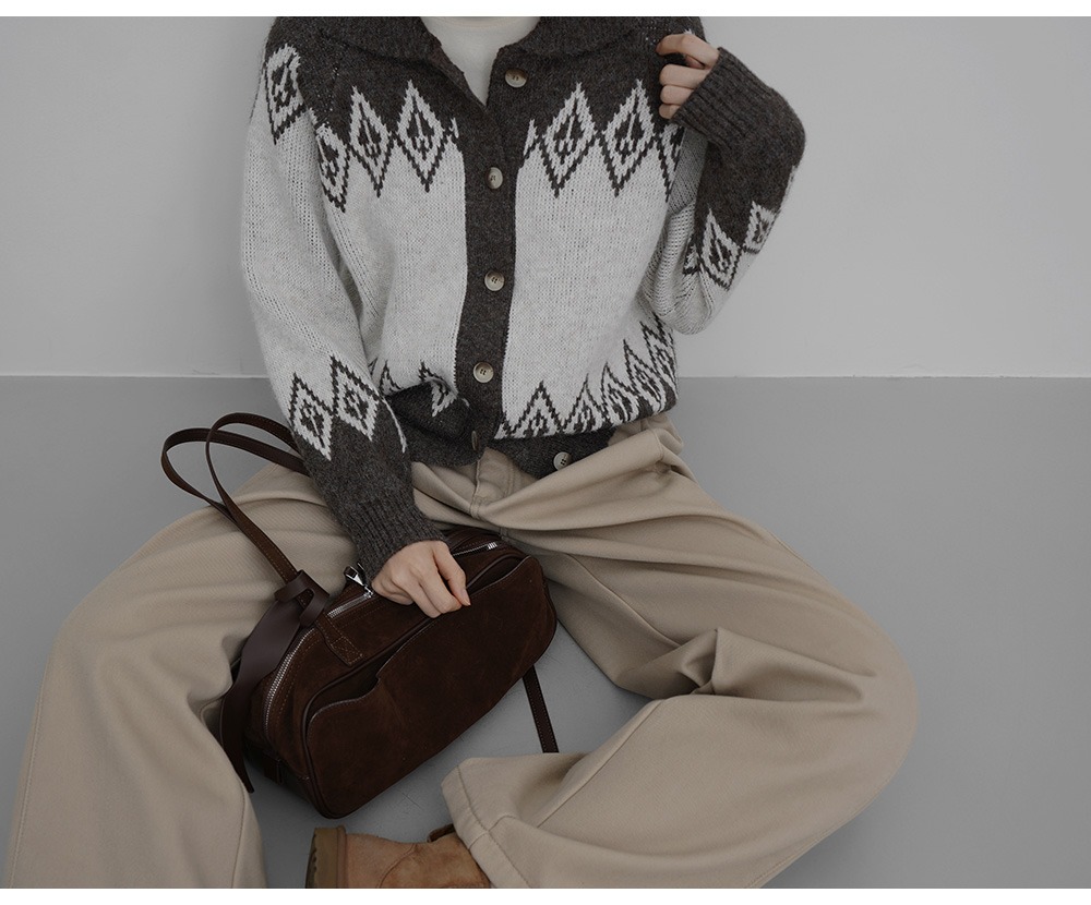 緹花圖案翻領針織外套,KOREA,351215,緹花圖案翻領針織外套,周新品優惠,NEWARRIVAL