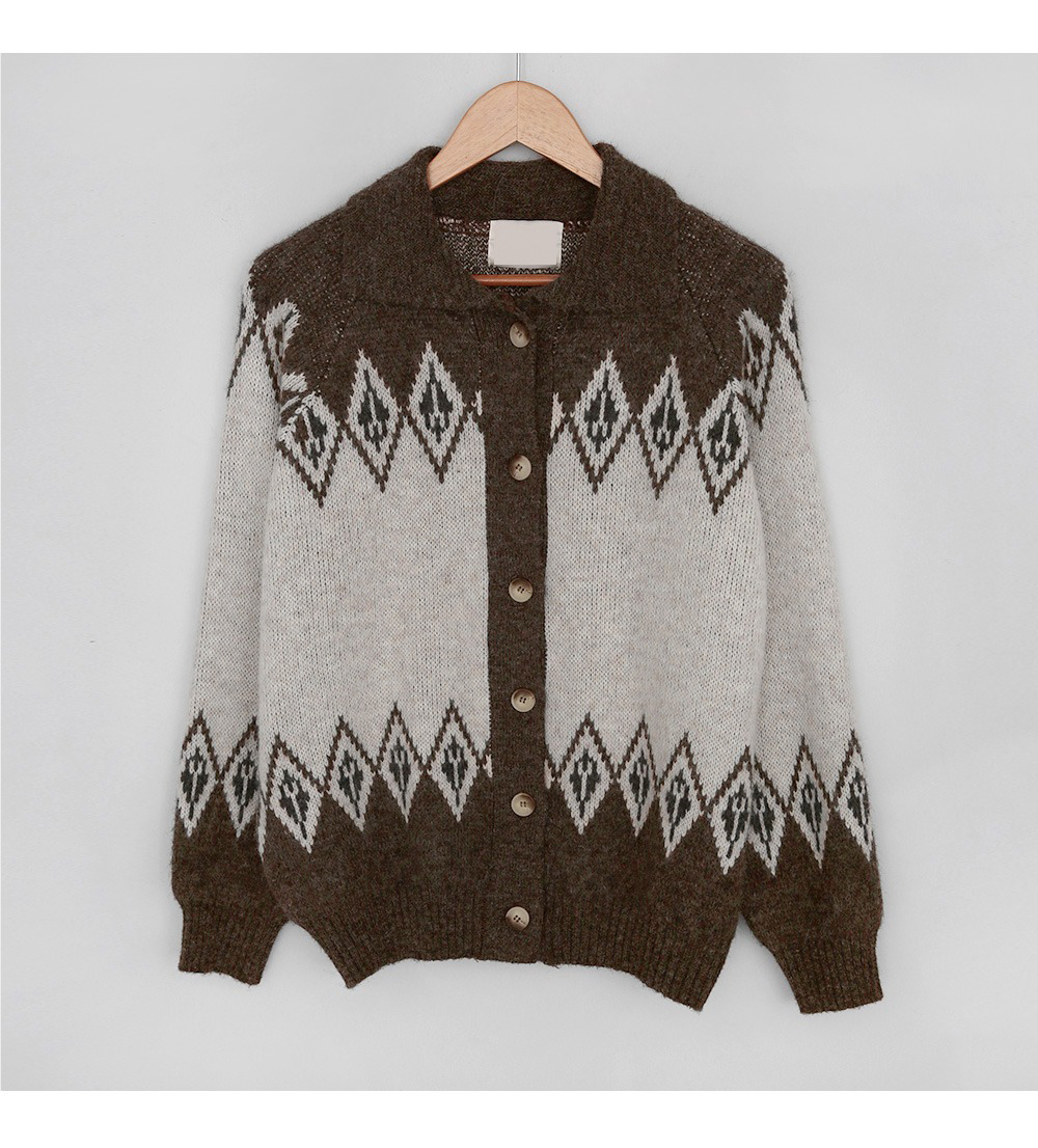 緹花圖案翻領針織外套,KOREA,351215,緹花圖案翻領針織外套,周新品優惠,NEWARRIVAL