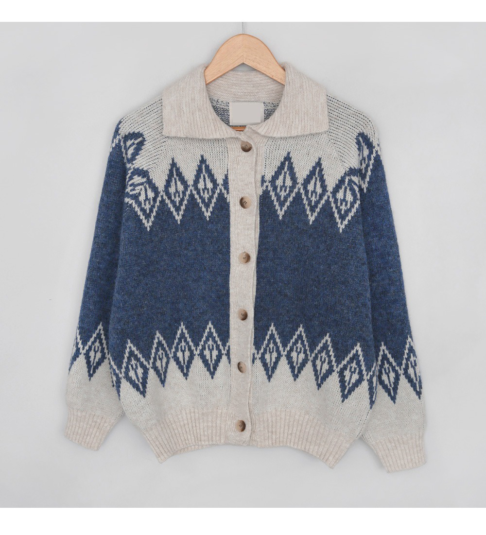 緹花圖案翻領針織外套,KOREA,351215,緹花圖案翻領針織外套,周新品優惠,NEWARRIVAL