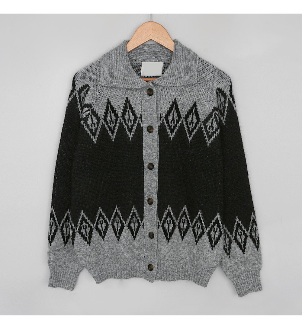 緹花圖案翻領針織外套,KOREA,351215,緹花圖案翻領針織外套,周新品優惠,NEWARRIVAL