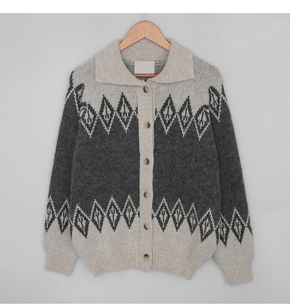 緹花圖案翻領針織外套,KOREA,351215,緹花圖案翻領針織外套,周新品優惠,NEWARRIVAL