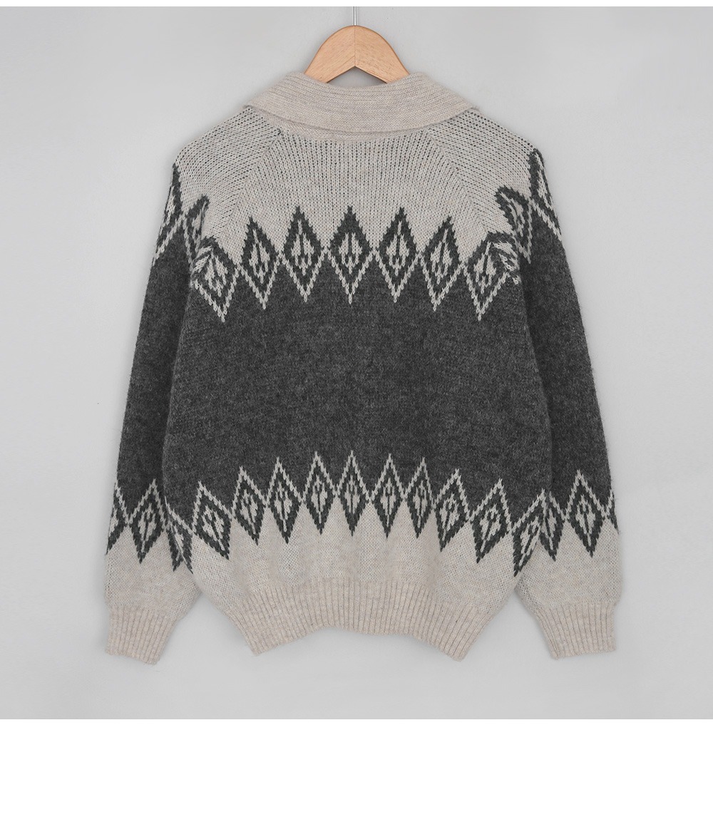 緹花圖案翻領針織外套,KOREA,351215,緹花圖案翻領針織外套,周新品優惠,NEWARRIVAL