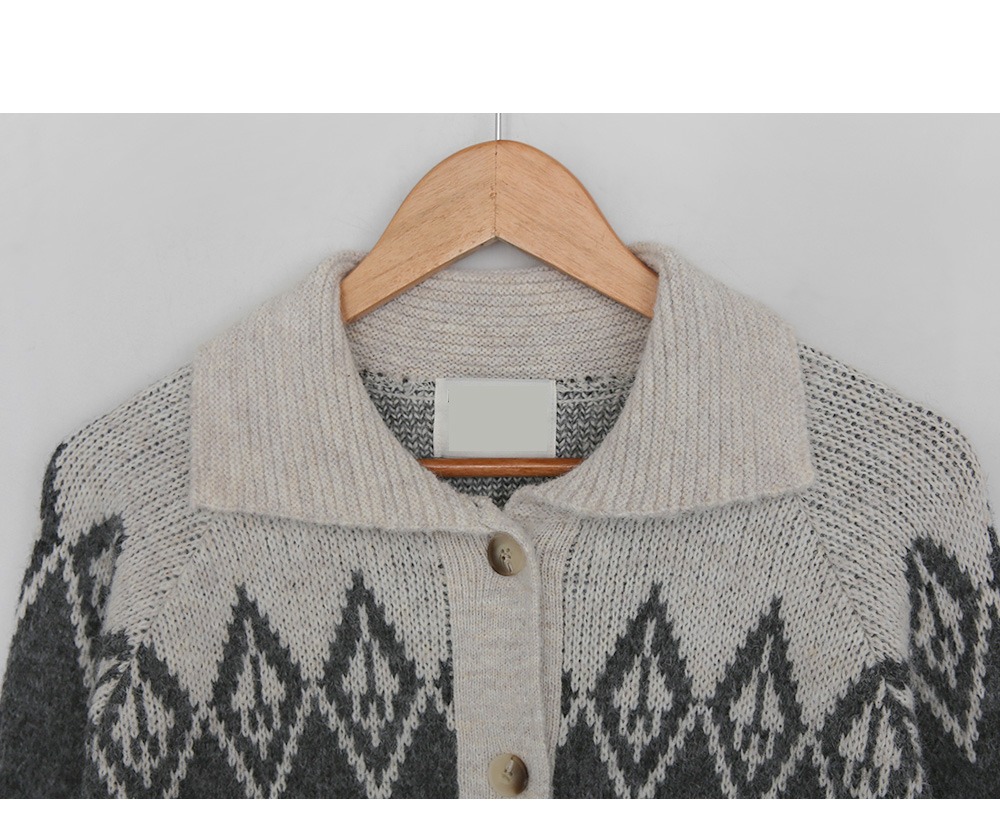 緹花圖案翻領針織外套,KOREA,351215,緹花圖案翻領針織外套,周新品優惠,NEWARRIVAL