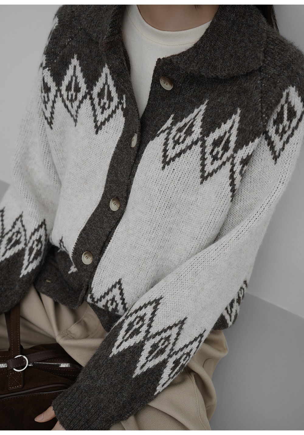 緹花圖案翻領針織外套,KOREA,351215,緹花圖案翻領針織外套,周新品優惠,NEWARRIVAL