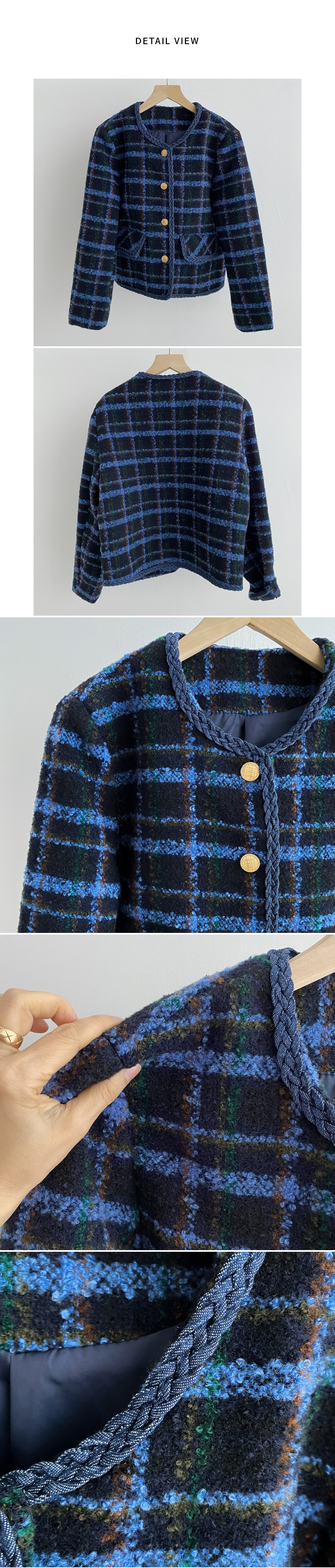 精緻格紋粗花呢外套,KOREA,354586,精緻格紋粗花呢外套,領500,999免運