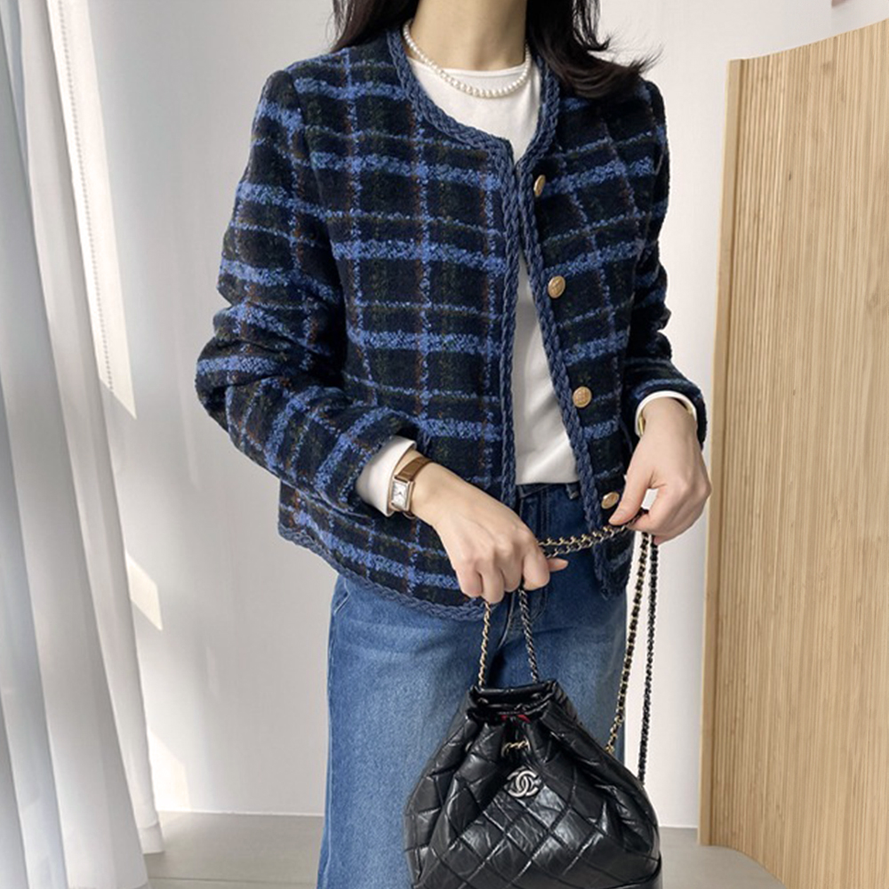 精緻格紋粗花呢外套